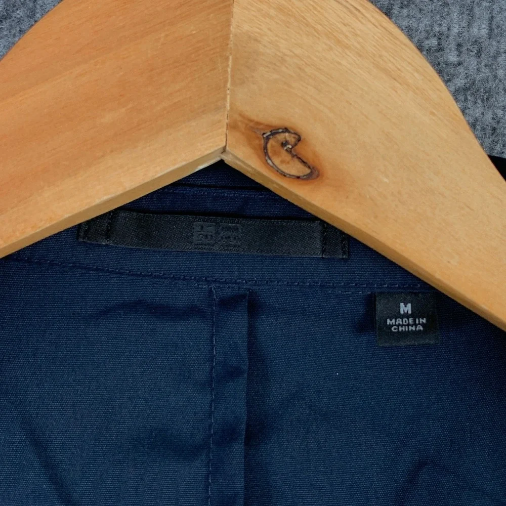 Uniqlo Blazer Jacket Men Medium Slim Navy Blue Performance Stretch Sport Coat